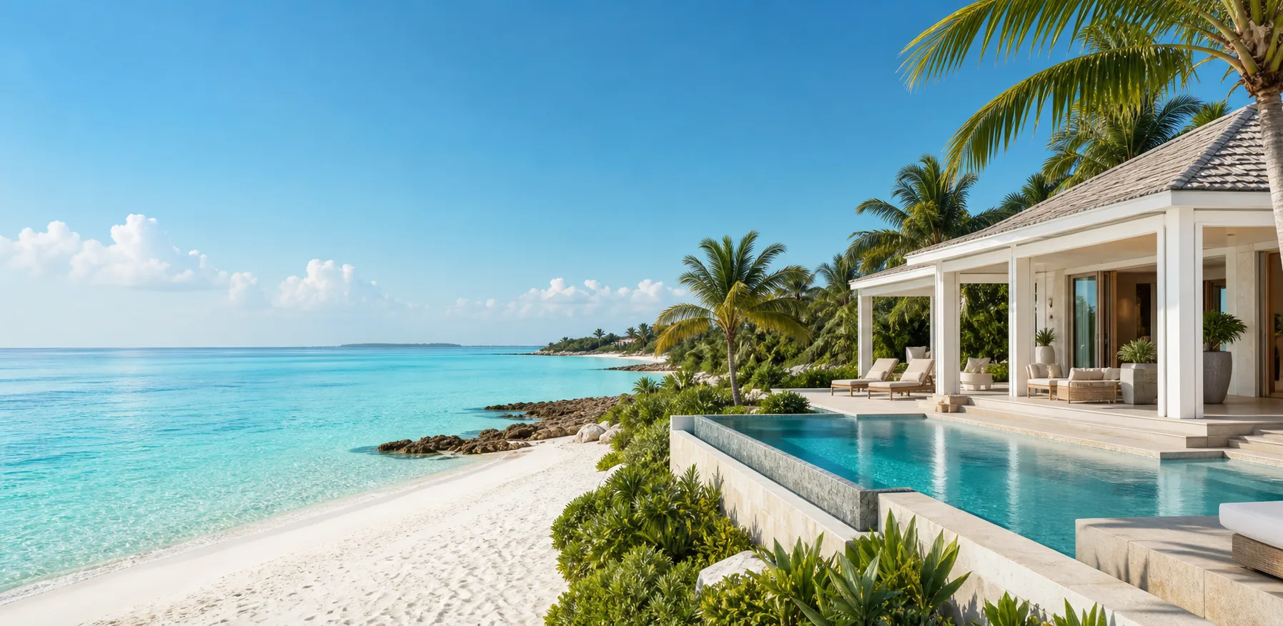 Secluded Cayman beach villa with private pool and turquoise sea